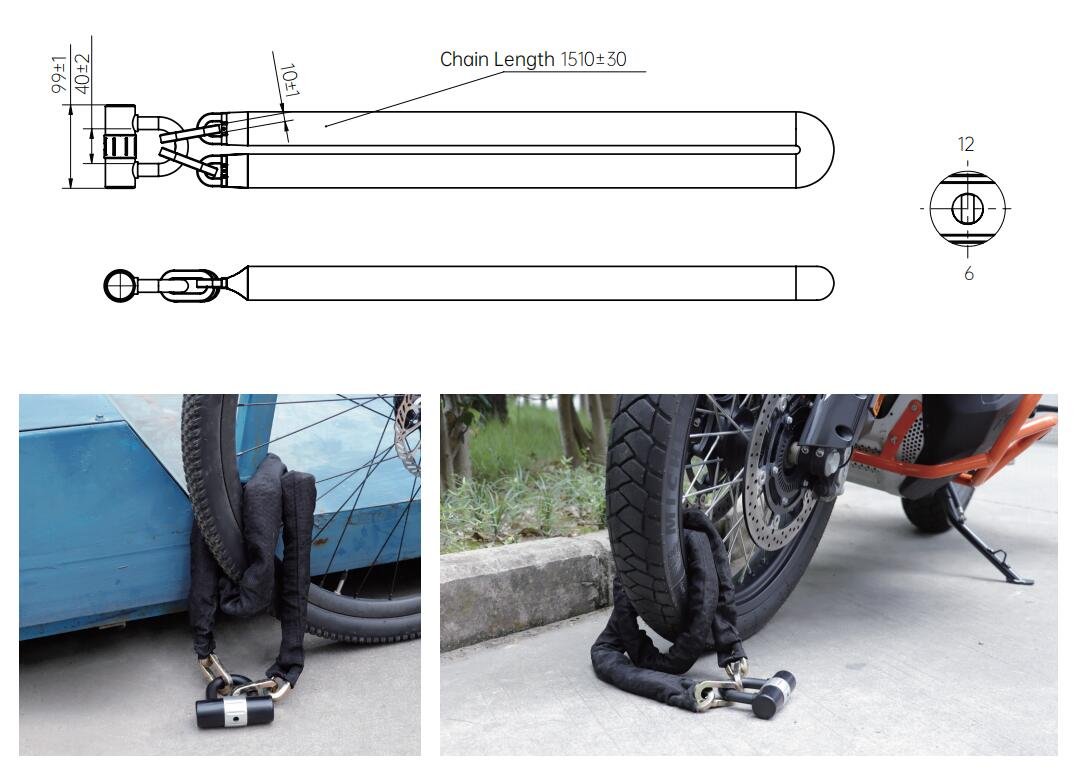 Heavy Duty Chain lock MK632 - Motorcycle Lock - 1